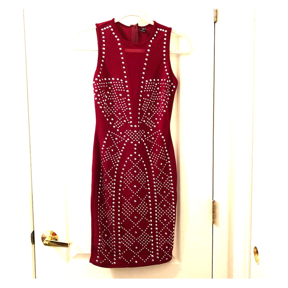 Burgundy Studded Windsor Dress 👗 XS